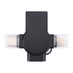 Adaptateur OTG X09 4 en 1 USB vers double 8 broches + USB-C/Type-C, 4 en 1