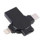 Adaptateur OTG X09 4 en 1 USB vers double 8 broches + USB-C/Type-C, 4 en 1