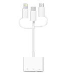 Adaptateur d'extension USB OTG 3 en 1 lecteur de carte TF et SD 8 broches, Micro USB et Type-C