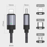 Câble de données magnétique de charge rapide 15W USB-C / Type-C vers Micro USB, style : câble 1m + tête magnétique, Micro USB