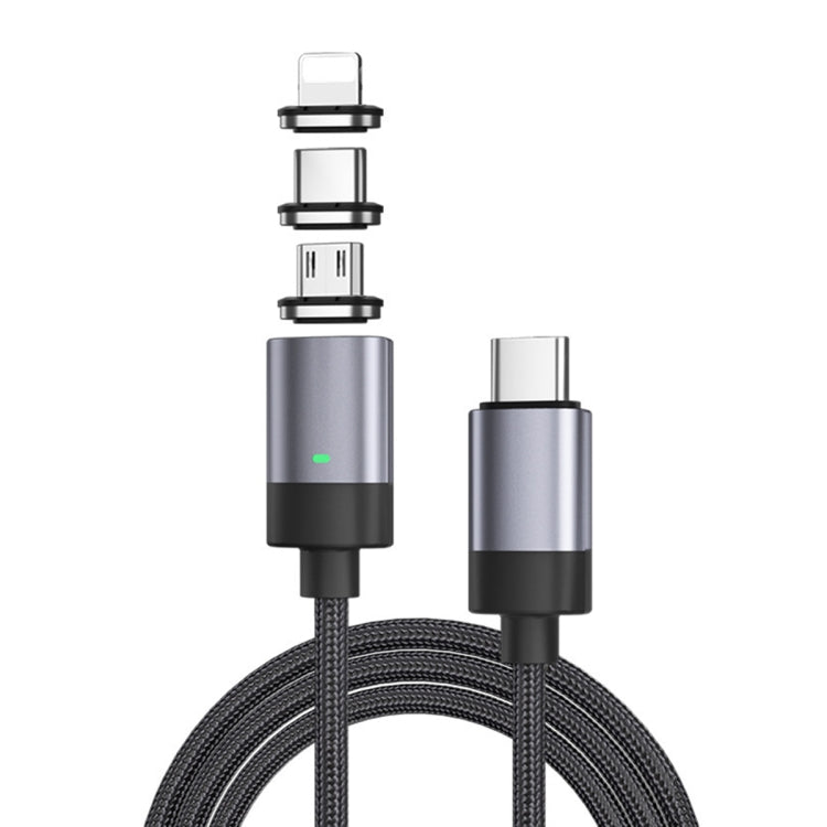 Câble de données magnétique de charge rapide 3 en 1, style : câble 1m + 3 têtes magnétiques, 3 en 1