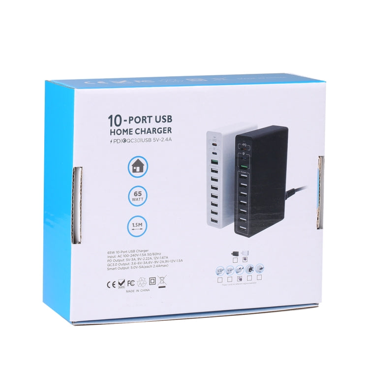 MFT-03Q Chargeur rapide intelligent USB QC3.0 10 en 1 65W, prise UE