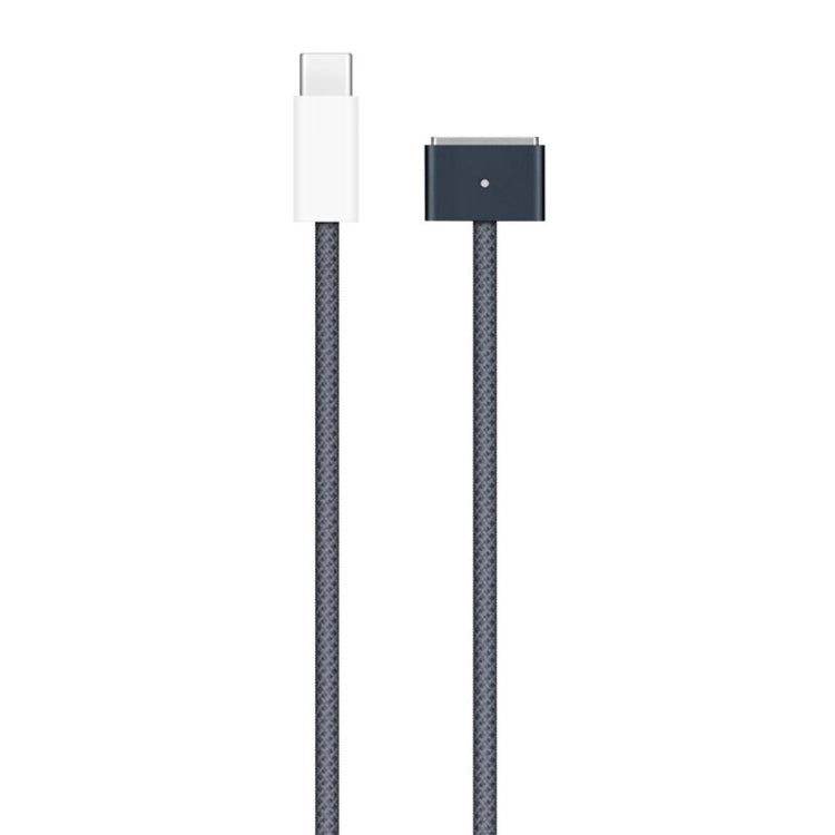 Câble de données de charge rapide tressé USB-C / Type-C vers Magsafe 3, Longueur : 2 m, Bleu, Blanc