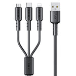 WEKOME WDC-02 Série Tidal Energy Câble de données 3 en 1 en PVC USB vers 8 broches+Type-C+Micro USB 3A, Longueur : 1,2 m