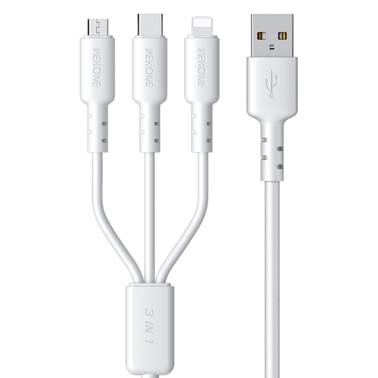 WEKOME WDC-02 Série Tidal Energy Câble de données 3 en 1 en PVC USB vers 8 broches+Type-C+Micro USB 3A, Longueur : 1,2 m