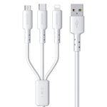 WEKOME WDC-02 Série Tidal Energy Câble de données 3 en 1 en PVC USB vers 8 broches+Type-C+Micro USB 3A, Longueur : 1,2 m
