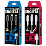 WEKOME WDC-02 Série Tidal Energy Câble de données 3 en 1 en PVC USB vers 8 broches+Type-C+Micro USB 3A, Longueur : 1,2 m