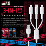 WEKOME WDC-02 Série Tidal Energy Câble de données 3 en 1 en PVC USB vers 8 broches+Type-C+Micro USB 3A, Longueur : 1,2 m