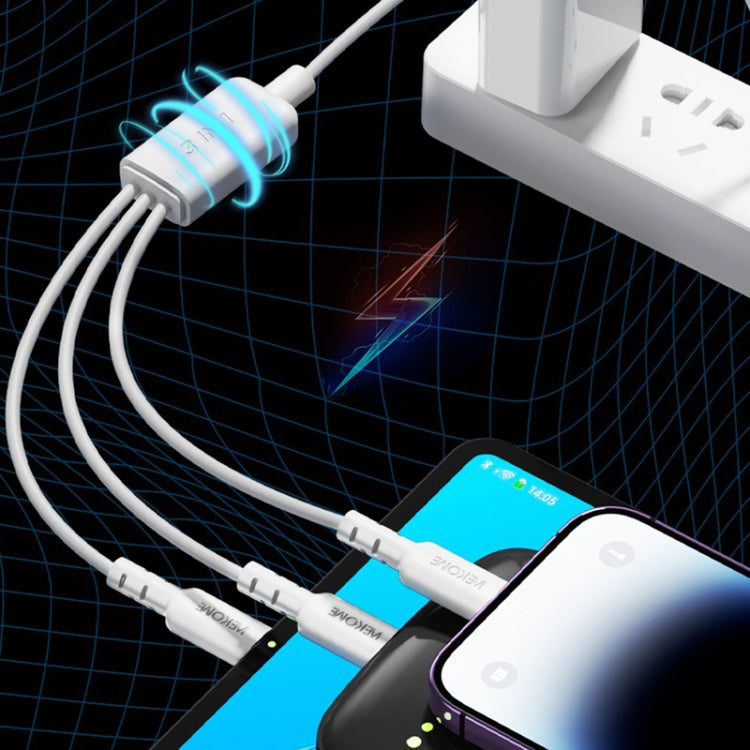 WEKOME WDC-02 Série Tidal Energy Câble de données 3 en 1 en PVC USB vers 8 broches+Type-C+Micro USB 3A, Longueur : 1,2 m