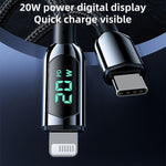 Câble de données de charge Mutural Li-CC001 1,2m PD20W avec affichage numérique USB-C / Type-C vers 8 broches, Type-C vers 8 broches