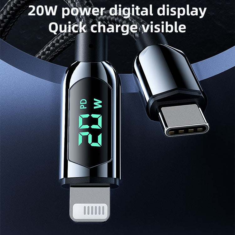 Câble de données de charge Mutural Li-CC001 1,2m PD20W avec affichage numérique USB-C / Type-C vers 8 broches, Type-C vers 8 broches