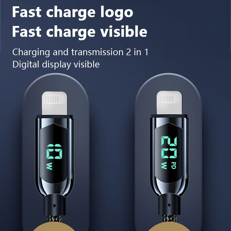 Câble de données de charge Mutural Li-CC001 1,2m PD20W avec affichage numérique USB-C / Type-C vers 8 broches, Type-C vers 8 broches