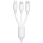 Câble de données de charge rapide 3-en-1 WK WDC-103 3A, 8 broches + Micro USB + Type-C / USB-C, longueur : 1,15 m