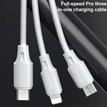 Câble de données de charge rapide 3-en-1 WK WDC-103 3A, 8 broches + Micro USB + Type-C / USB-C, longueur : 1,15 m