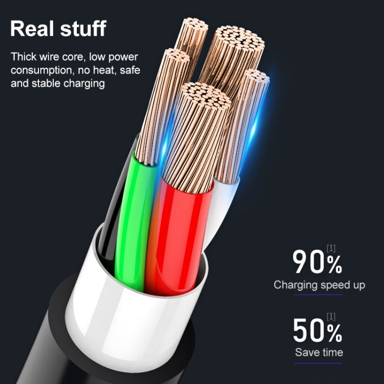 Câble de données de charge rapide 3-en-1 WK WDC-103 3A, 8 broches + Micro USB + Type-C / USB-C, longueur : 1,15 m