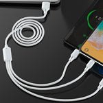 Câble de données de charge rapide 3-en-1 WK WDC-103 3A, 8 broches + Micro USB + Type-C / USB-C, longueur : 1,15 m