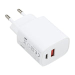 T087 Chargeur de voyage à charge rapide 20W avec ports USB-C / Type-C + USB, prise européenne