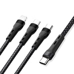 Câble de charge et de données USB Type-C vers 8 broches + Type-C + Micro USB 100 W 6 A, 1,3 m