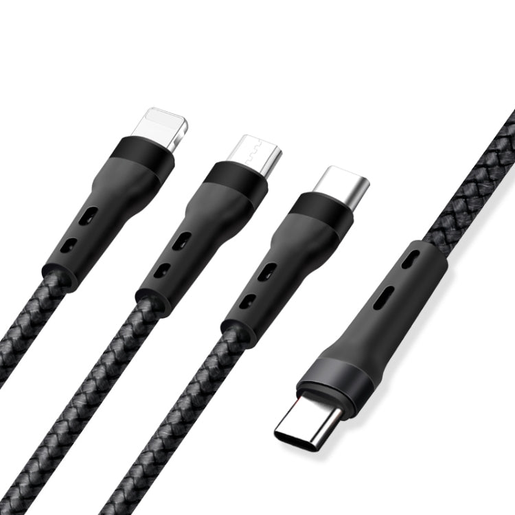 Câble de charge et de données USB Type-C vers 8 broches + Type-C + Micro USB 100 W 6 A, 1,3 m