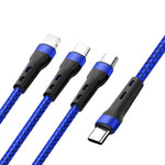 Câble de charge et de données USB Type-C vers 8 broches + Type-C + Micro USB 100 W 6 A, 1,3 m