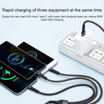 Câble de charge et de données USB Type-C vers 8 broches + Type-C + Micro USB 100 W 6 A, 1,3 m