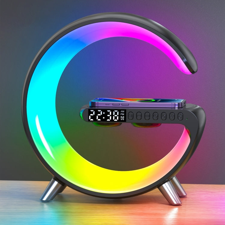 Haut-parleur Bluetooth intelligent N69 avec chargeur sans fil, réveil et lumière d'ambiance, prise EU, prise EU, N69 prise EU