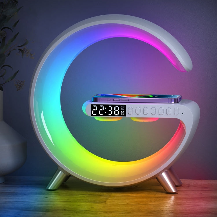 Haut-parleur Bluetooth intelligent N69 avec chargeur sans fil, réveil et lumière d'ambiance, prise EU, prise EU, N69 prise EU