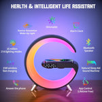 Haut-parleur Bluetooth intelligent N69 avec chargeur sans fil, réveil et lumière d'ambiance, prise EU, prise EU, N69 prise EU