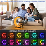 Haut-parleur Bluetooth intelligent N69 avec chargeur sans fil, réveil et lumière d'ambiance, prise EU, prise EU, N69 prise EU