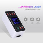 A9 Plus (Version Globale) Station de recharge détachable multifonction AC 100V~240V 8 ports USB avec écran numérique LCD et chargeur sans fil, compatible QC3.0, A9 Plus (Version Globale)