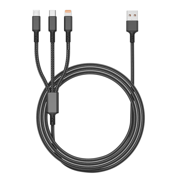 Câble de charge rapide Orange Plug 3A 3-en-1 USB vers Type-C / 8 broches / Micro USB, longueur du câble : 1,2 m, Orange Plug (noir), Orange Plug (bleu), Orange Plug (rouge), Orange Plug (argent)
