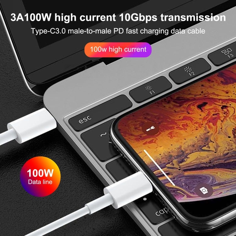 Câble de données de charge rapide USB-C / Type-C 100 W vers 8 broches, longueur : 2 m, Type-C vers 8 broches 2 m