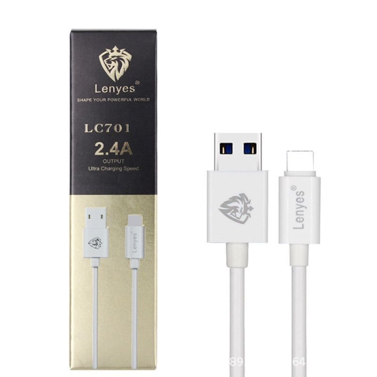 Câble de synchronisation de données USB vers 8 broches en PVC à charge rapide Lenyes LC701 de 1,5 m et 2,4 A, 1,5 m 8 broches