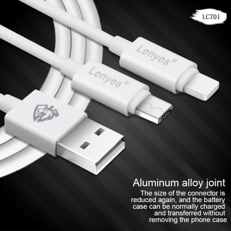 Câble de synchronisation de données USB vers 8 broches en PVC à charge rapide Lenyes LC701 de 1,5 m et 2,4 A, 1,5 m 8 broches