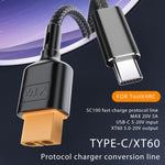 Câble de données USB-C / Type-C vers XT60, longueur : 100 cm