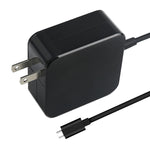 Chargeur portable adaptateur secteur USB-C / Type-C 65W pour ordinateurs portables avec câble de charge Type-C, prise US, prise US 65W / noir