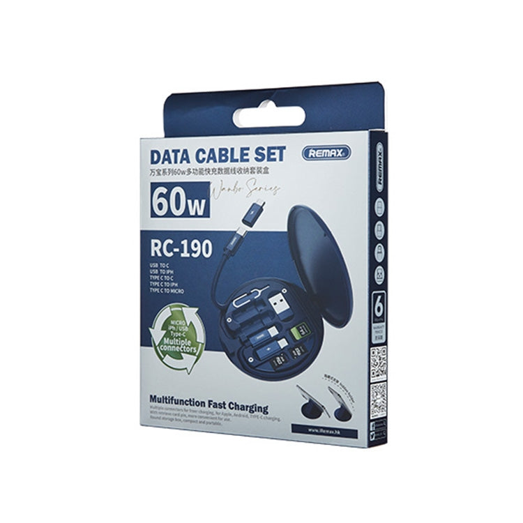 REMAX RC-190 Wanbo Series Câble de charge rapide 60W Kit de boîte de rangement multifonction