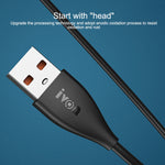 Câble de données de charge rapide IVON CA87 USB vers 8 broches TPE, longueur de câble : 1 m, 8 broches