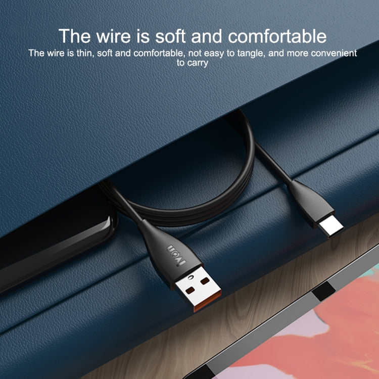 Câble de données de charge rapide IVON CA87 USB vers 8 broches TPE, longueur de câble : 1 m, 8 broches