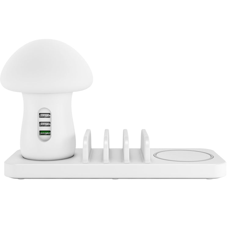 HQ-UD12 Station de Recharge Universelle pour Téléphone Portable 4-en-1 40W QC3.0 3 Ports USB + Chargeur Sans Fil avec Lampe LED en Forme de Champignon, Longueur : 1,2m, Prise UE
