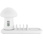 HQ-UD12 Universel 4 en 1 40W QC3.0 3 Ports USB + Chargeur Sans Fil Station de Charge pour Téléphone Portable avec Lumière LED en Forme de Champignon, Longueur: 1,2m, Prise UK