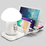 HQ-UD12 Universel 4 en 1 40W QC3.0 3 Ports USB + Chargeur Sans Fil Station de Charge pour Téléphone Portable avec Lumière LED en Forme de Champignon, Longueur: 1,2m, Prise UK