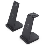 Chargeur sans fil multifonction vertical 10W 3-en-1 QC 3.0 avec support, compatible avec les téléphones portables / Apple Watch / AirPods