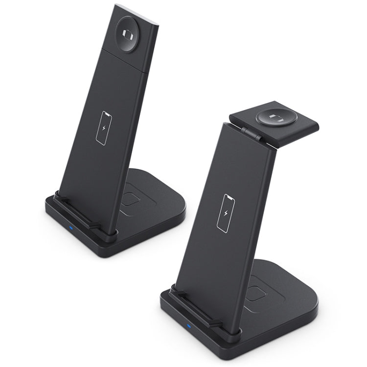 Chargeur sans fil multifonction vertical 10W 3-en-1 QC 3.0 avec support, compatible avec les téléphones portables / Apple Watch / AirPods