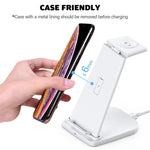 Chargeur sans fil multifonction vertical 10W 3-en-1 QC 3.0 avec support, compatible avec les téléphones portables / Apple Watch / AirPods