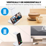 Chargeur sans fil multifonction vertical 10W 3-en-1 QC 3.0 avec support, compatible avec les téléphones portables / Apple Watch / AirPods