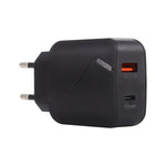 Chargeur de voyage LZ-819A+C avec interfaces USB QC3.0 et USB-C/Type-C PD 18W, avec voyant lumineux, prise UE