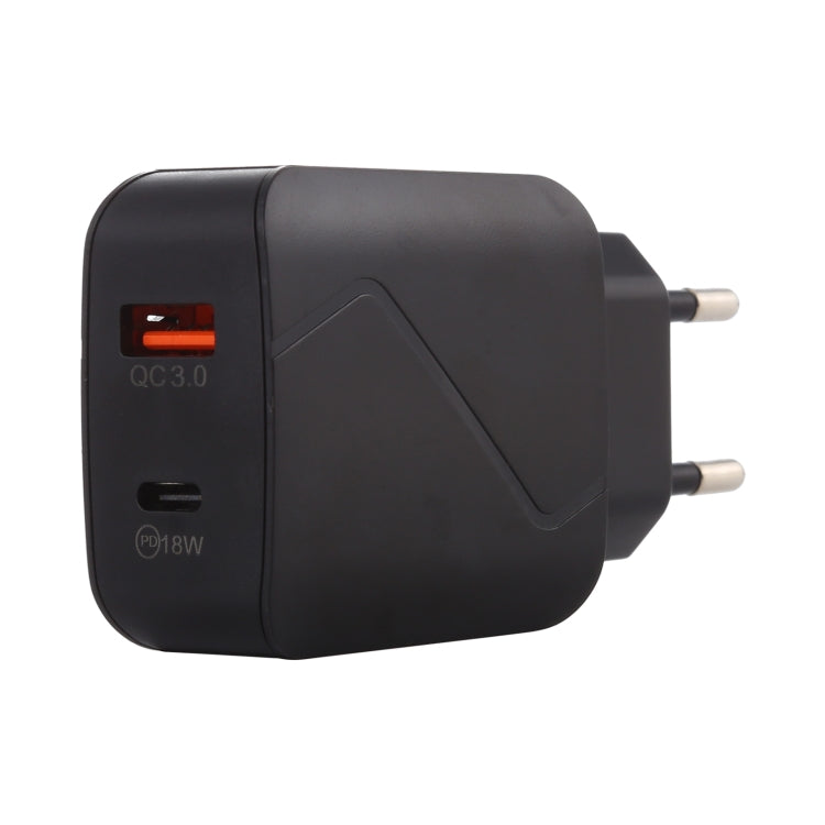 Chargeur de voyage LZ-819A+C avec interfaces USB QC3.0 et USB-C/Type-C PD 18W, avec voyant lumineux, prise UE