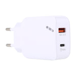 Chargeur de voyage LZ-819A+C avec interfaces USB QC3.0 et USB-C/Type-C PD 18W, avec voyant lumineux, prise UE