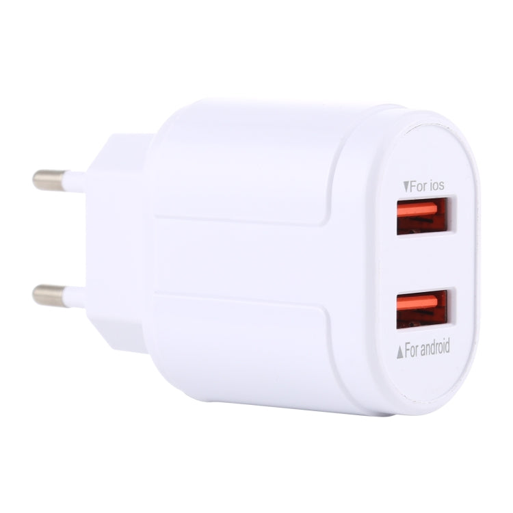 Chargeur de voyage LZ-022 5V 2.4A à deux ports USB, prise UE